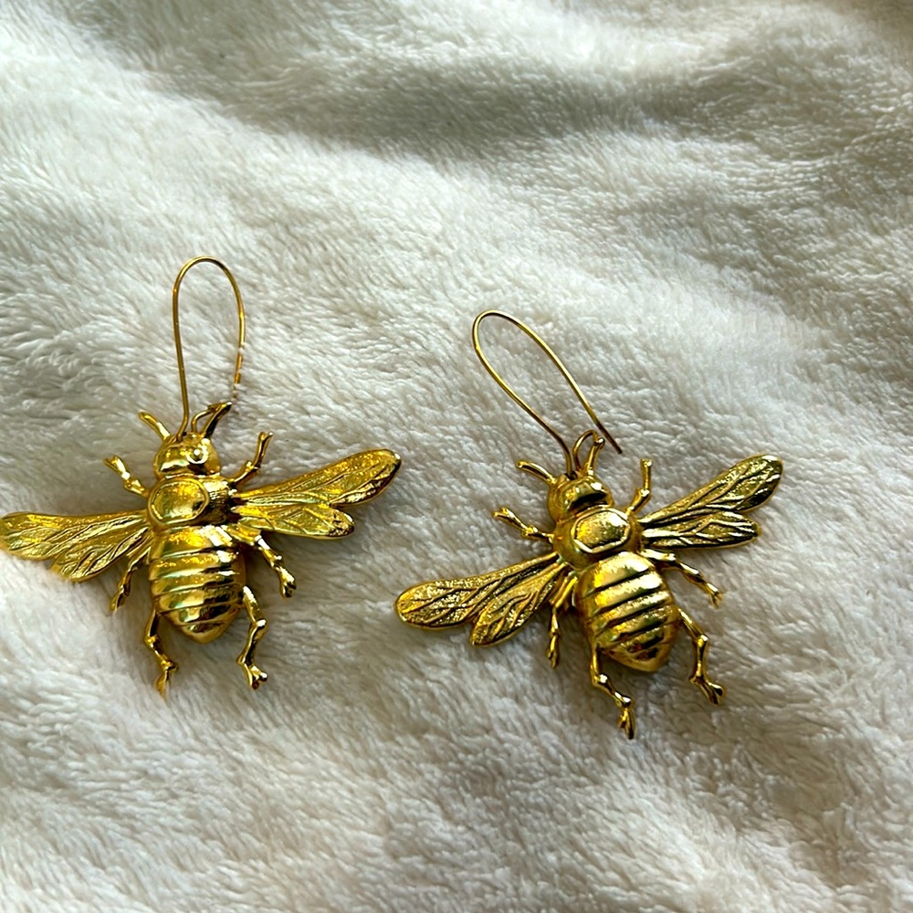 Gold Bee Earrings